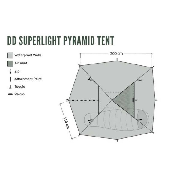 DD Hammocks Superlight Pyramid Tent - Olivengrønt - 1 pers - Billede 4
