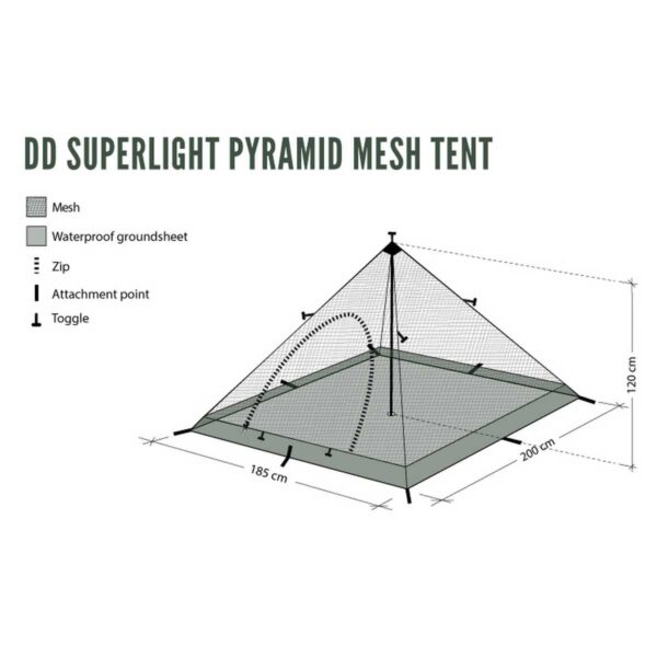 DD Hammocks Superlight Pyramid Mesh Tent - Olivengrønt - 1 pers - Billede 5