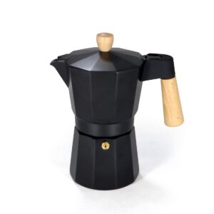 Origins Espresso Maker "Bellanapoli" Sort - 6 kopper - Med Træ Håndtag