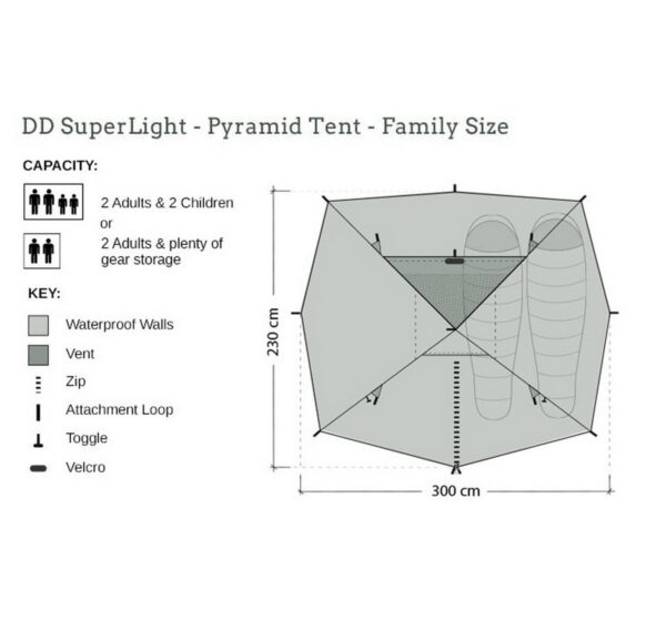 DD Hammocks SuperLight - Pyramid Tent - Family Size