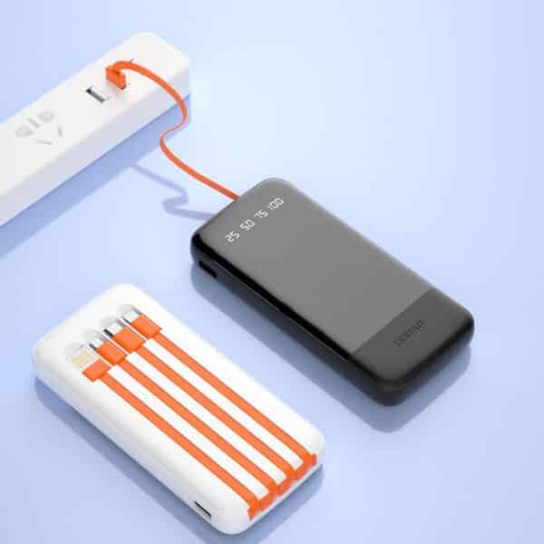 Dudao K6Pro powerbank 10000mAh 10Watt 4x kabel hvid