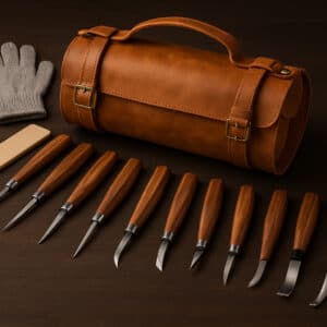 Knivsæt 10 Knive Med Læder Etui Taske